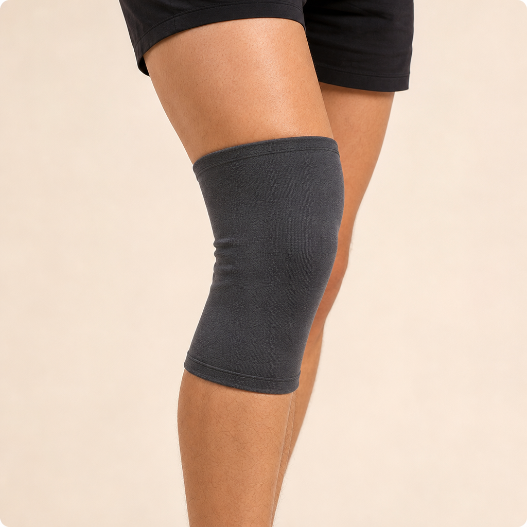 Basic compression sleeve worn on the knee