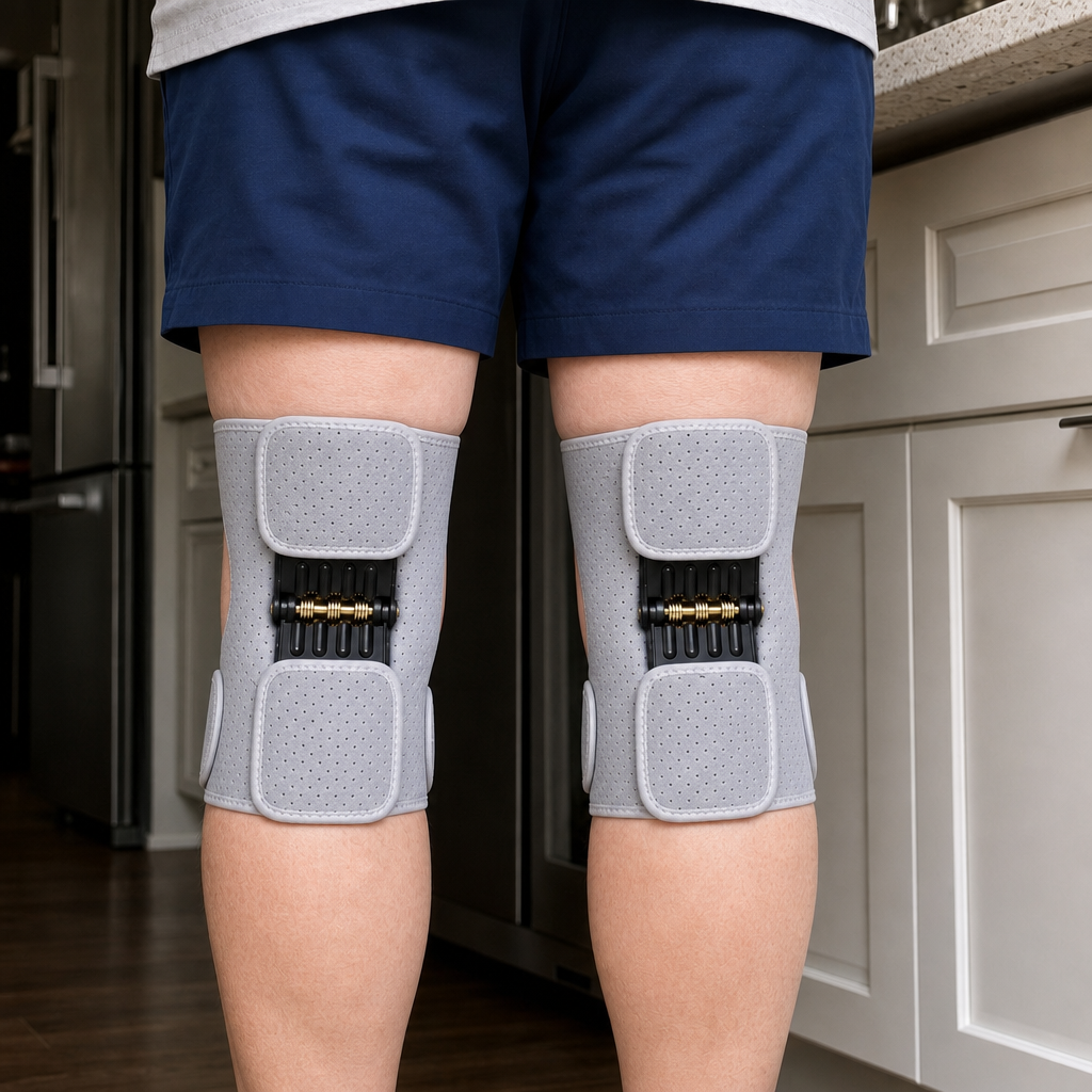 StepSpring spring hardware centered behind the knee